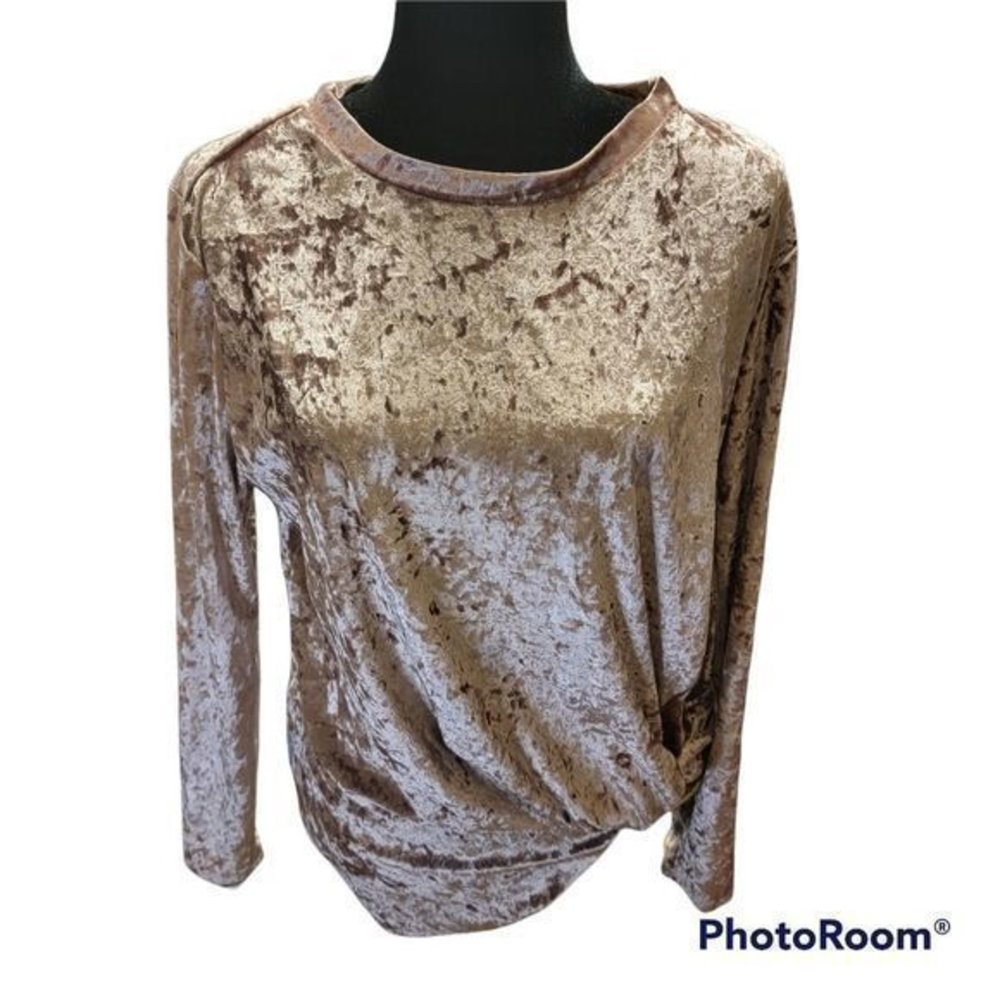 Hummingbird brand pink crushed velvet side tie top size small